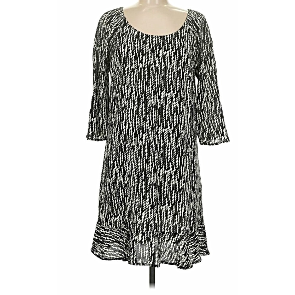 Velvet by Graham & Spencer Womens Black White Animal Print Shift Dress M